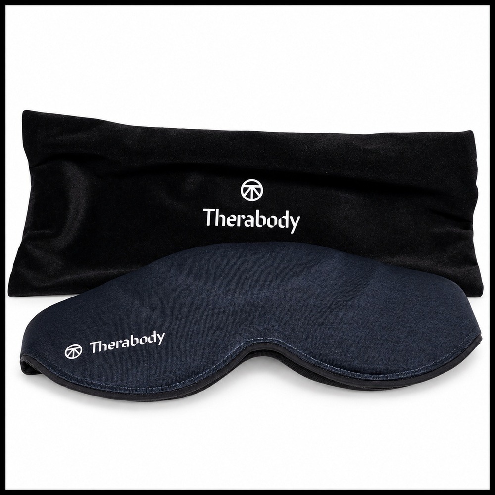 Therabody SleepMask Contoured Blackout Eye Mask with Storage Pouch Navy Blue